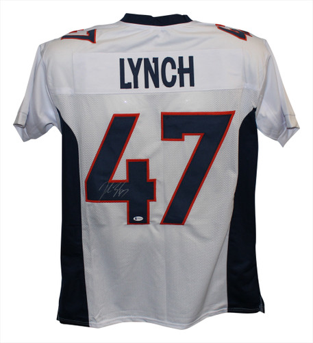 John Lynch Autographed/Signed Pro Style White XL Jersey BAS