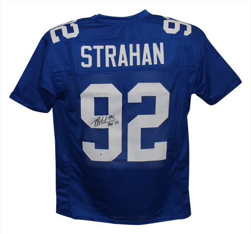 Michael Strahan Autographed/Signed Pro Style Blue XL Jersey HOF BAS
