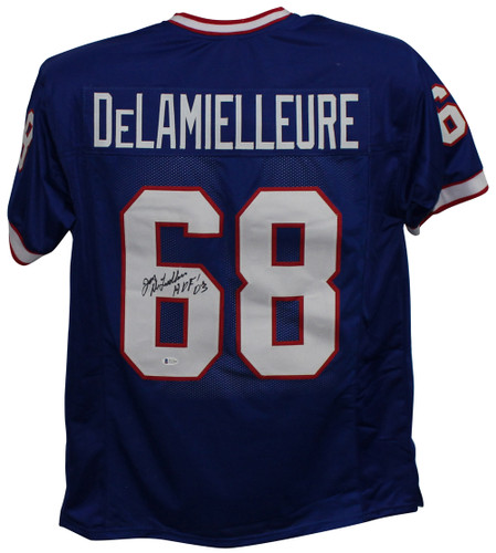Joe Delamielleure Autographed/Signed Pro Style Blue XL Jersey HOF BAS