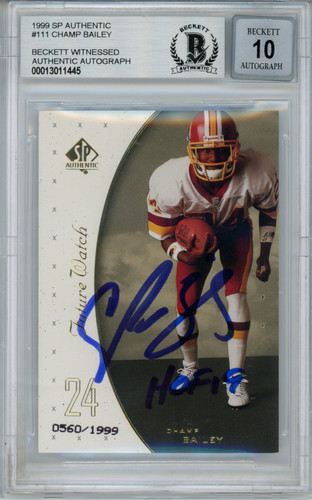 Champ Bailey Autographed 1999 SP Authentic Rookie Card HOF BAS Slab