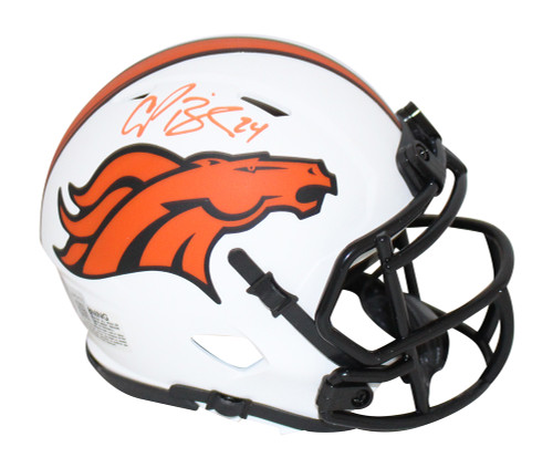 Champ Bailey Autographed/Signed Denver Broncos Lunar Mini Helmet BAS