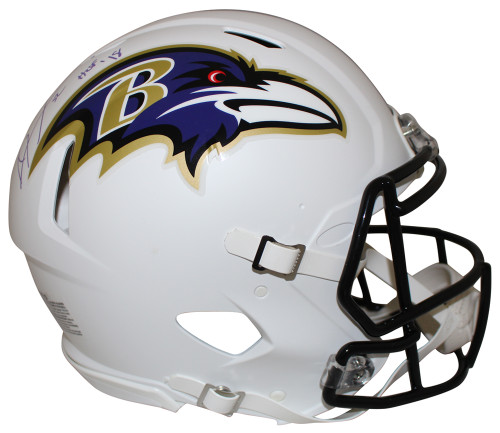 Ray Lewis Signed Baltimore Ravens Flat White Authentic Helmet HOF BAS