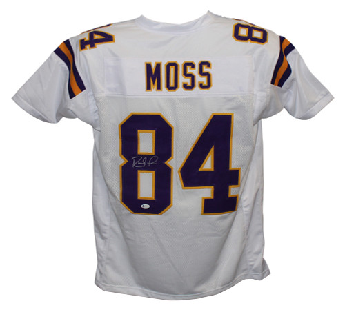 Randy Moss Autographed/Signed Pro Style White XL Jersey BAS