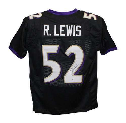 Ray Lewis Autographed/Signed Pro Style Black XL Jersey BAS