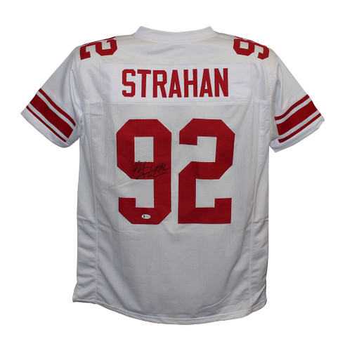 Michael Strahan Autographed/Signed Pro Style White XL Jersey BAS
