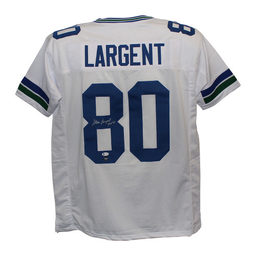 Steve Largent Autographed/Signed Pro Style White XL Jersey HOF BAS