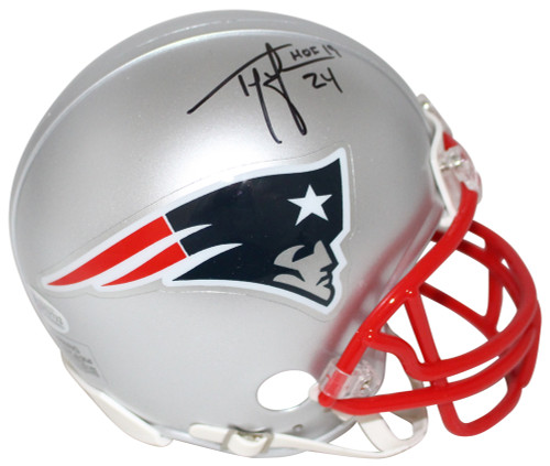 Ty Law Autographed/Signed New England Patriots Mini Helmet HOF BAS