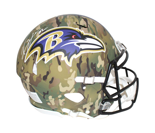 Ray Lewis Autographed Baltimore Ravens Authentic Camo Speed Helmet BAS