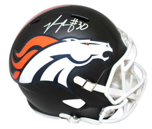Phillip Lindsay Autographed Denver Broncos Black Replica Helmet JSA