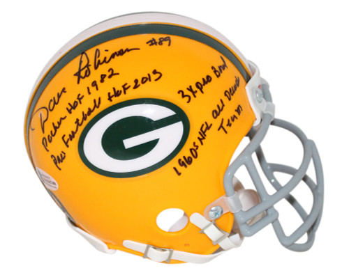 Dave Robinson Autographed Green Bay Packers Mini Helmet 10 Insc Stats BAS