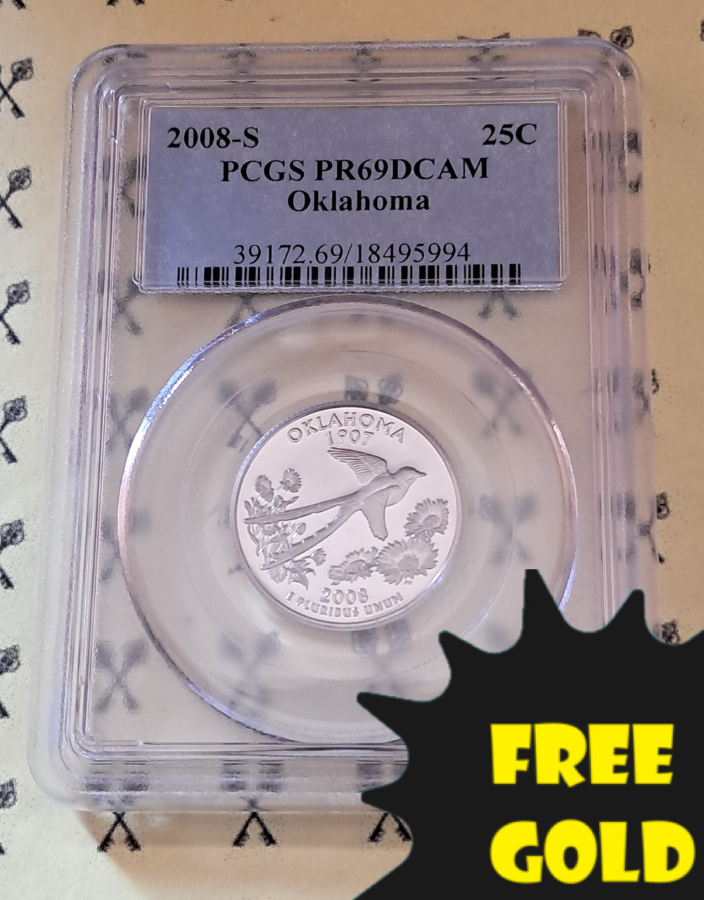 【美品】PCGS 2009-Sコイン PR69RD DCAM 2008-S Oklahoma State Quarter PCGS PR 69 DCam $19 Value with