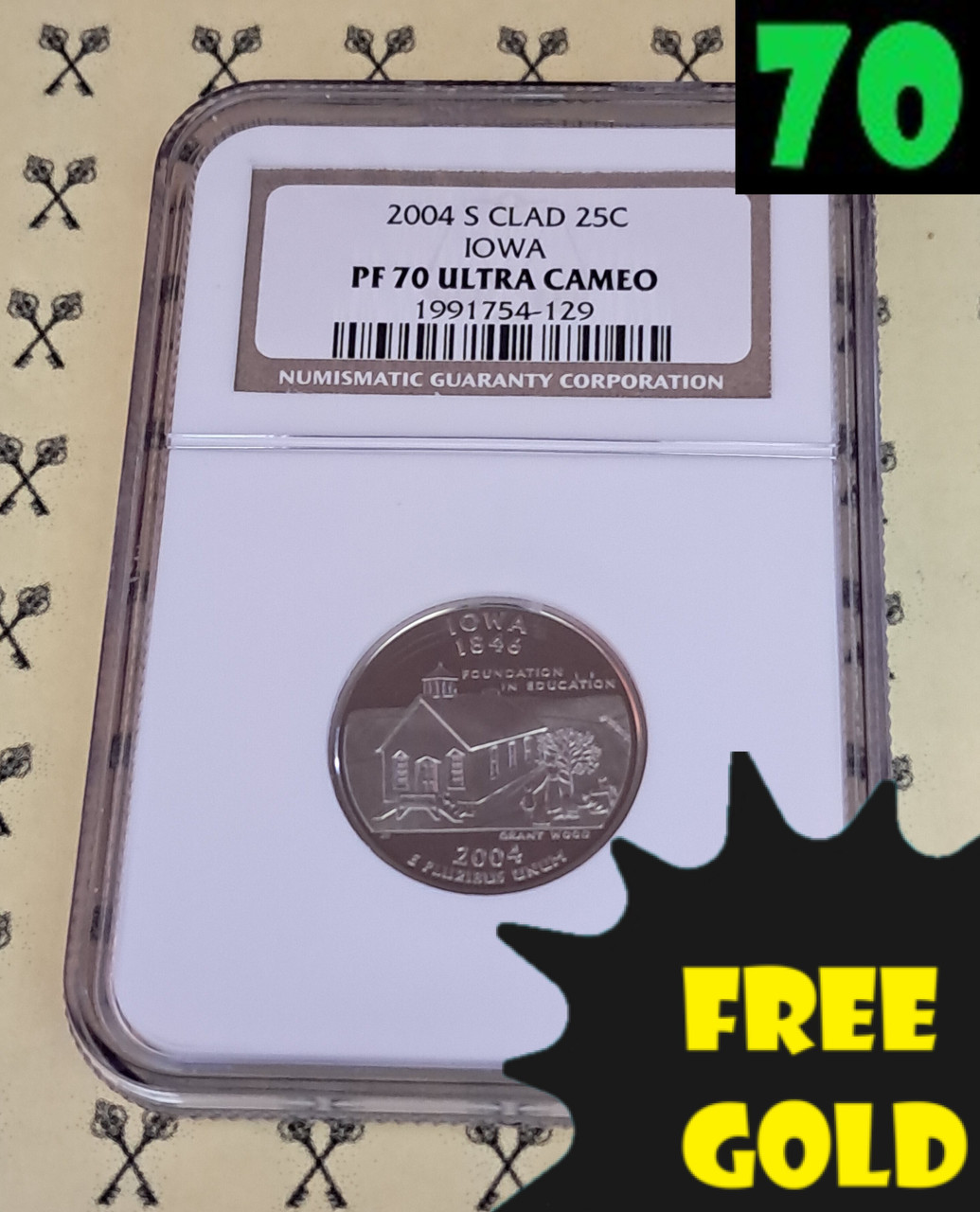 2004-S Iowa State Quarter NGC PF 70 Ultra Cameo $40 VALUE with