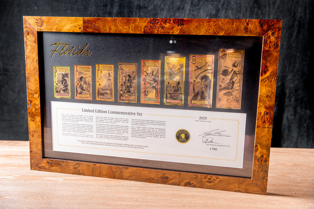 2025 Florida Goldback Alpha Frame w/100 FREE 1/4 Goldbacks SET