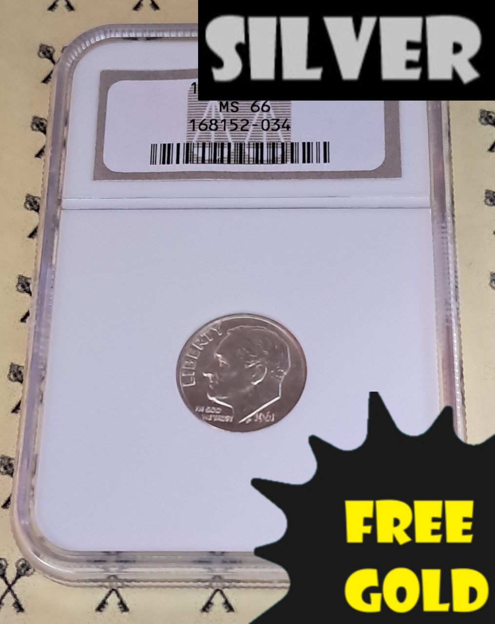 1961-D Roosevelt Dime NGC MS 66 ONLY 175 GRADED HIGHER with FREE 1