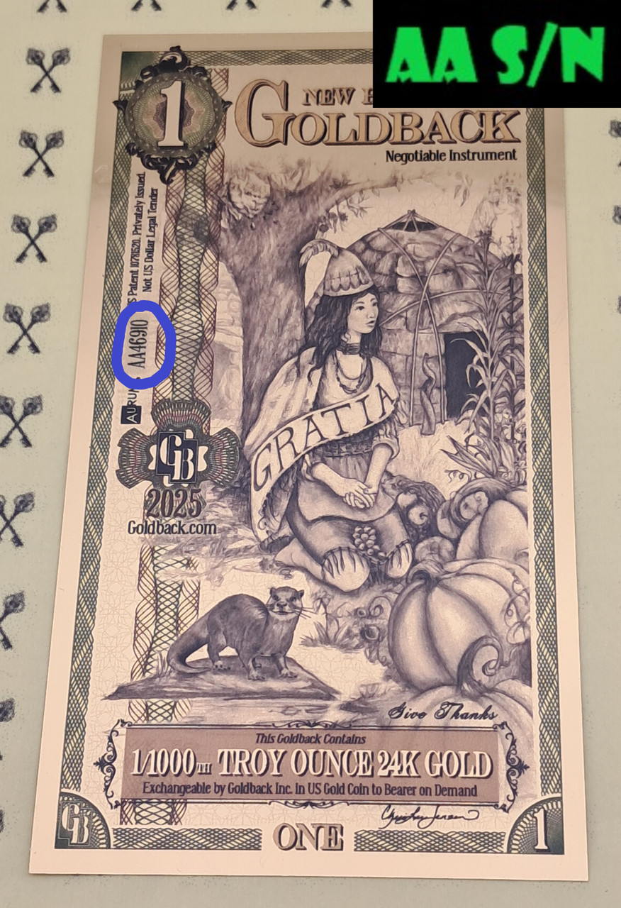2025 New Hampshire 1 Goldback FIRST BATCH AA SERIAL NUMBER - LIMIT 1 ...