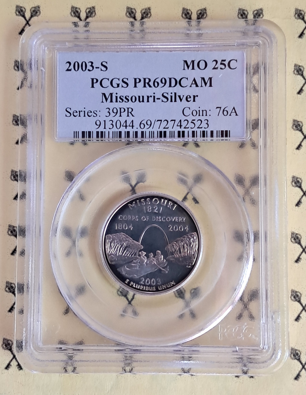 2003-S Missouri Silver PCGS PR 69 DCam with FREE 1/4 GOLDBACK