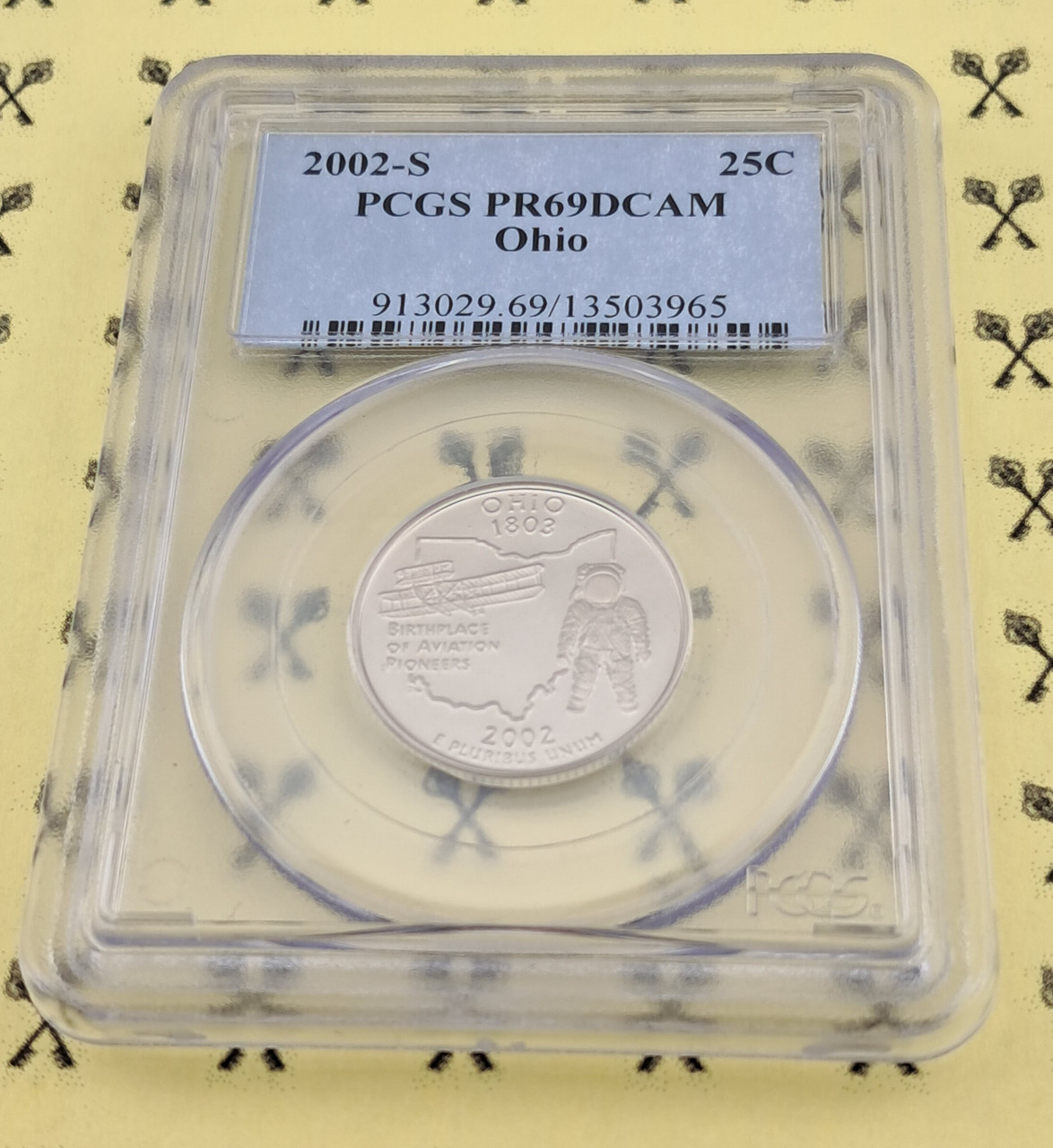 2002-S Ohio State Quarter PCGS PR 69 DCam with FREE 1/4 GOLDBACK