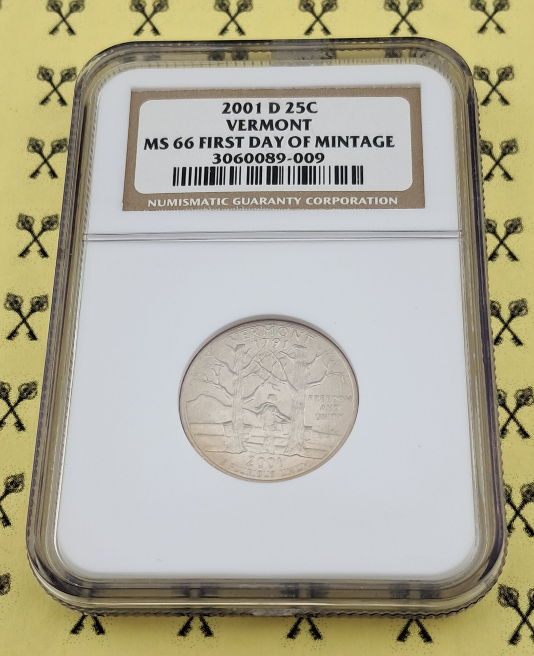 2001-D Vermont State Quarter NGC MS 66 First Day with FREE 1/4