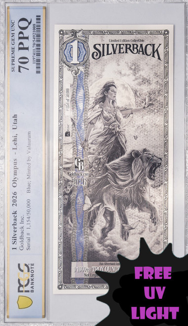 2026 Hera Silverback PCGS 70 with free UV light label