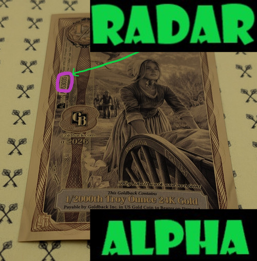 2026 Utah 1/2 Goldback Alpha Circled RADAR 53035 Serial Number