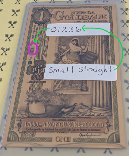 2023 Nevada 1 Goldback Circled SMALL STRAIGHT 01236 Serial Number