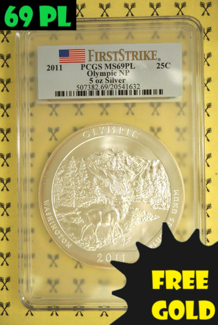 2011 Olympic 5 Oz SILVER Quarter PCGS MS69 PL First Strike with 69 PL and free gold labels