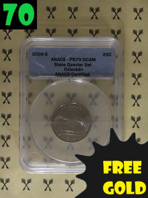 2006-S Colorado State Quarter PERFECT ANACS PR70 Deep Cameo with FREE GOLDBACK*