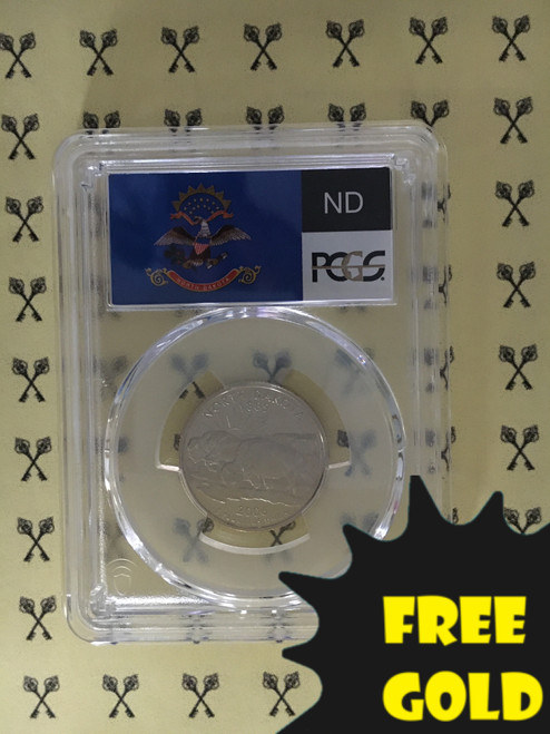 2006-S North Dakota Quarter PCGS PR 69 Deep Cameo Flag label with free gold label