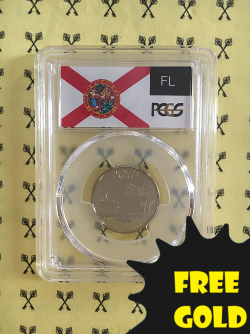 2004-S Florida Quarter PCGS Proof 69 Deep Cameo Flag label with free gold label