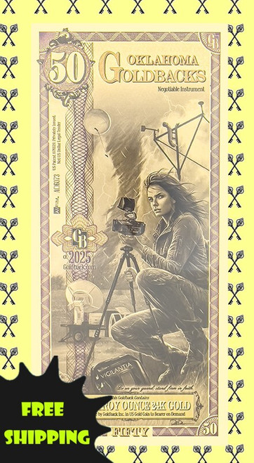 2025 Oklahoma 50 Goldback Alpha with free shipping label