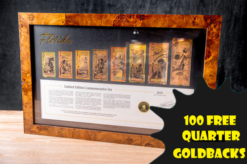 2025 Florida Alpha Commemorative Frame with 100 free Quarter goldbacks label