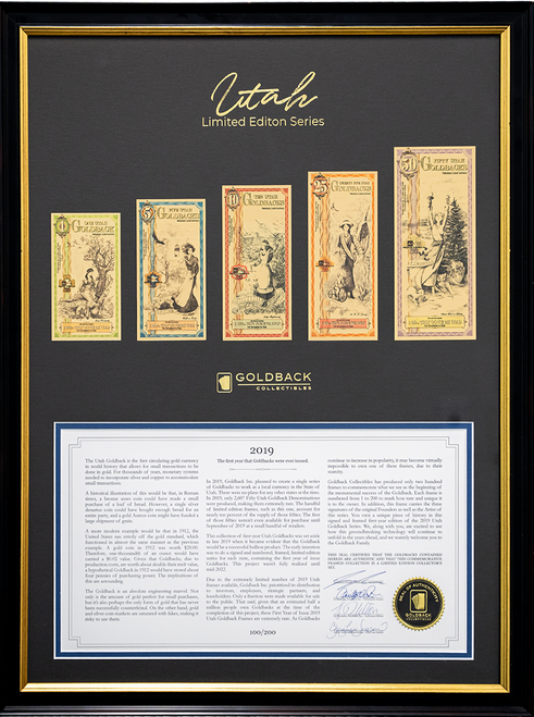 2019 Utah Goldback Framed Set