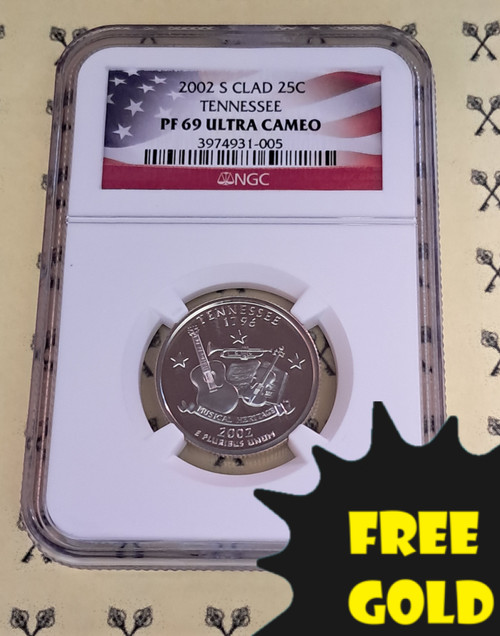 2001-S Vermont State Quarter NGC PF 69 UCam with FREE 1/4 GOLDBACK