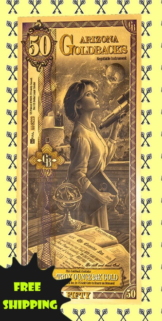 2025 Arizona 50 Goldback Alpha with free shipping label 2025 Arizona 50 Goldback Alpha with free shipping label