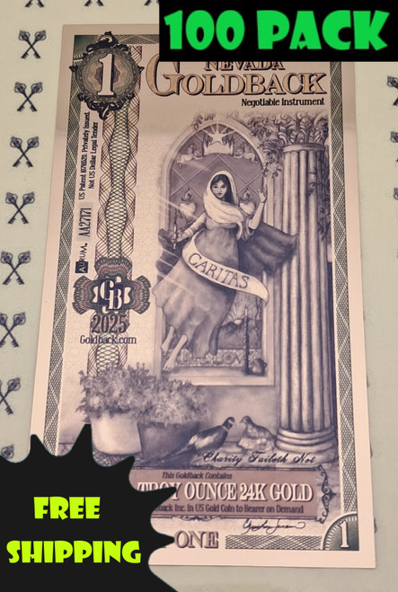 2025 Nevada 1 Goldback with 100 pack and free shipping labels