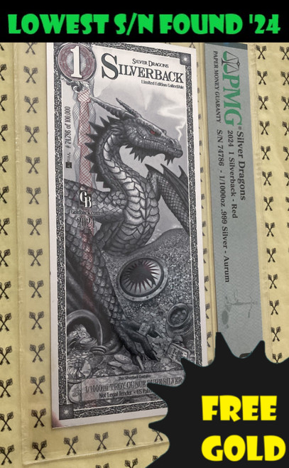 2024 Silverback Silver Dragons PMG with lowest serial number found for 2024 and free gold labels