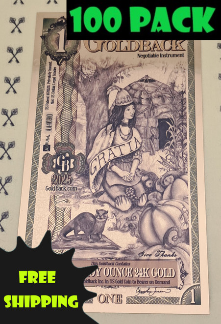 2025 New Hampshire 1 Goldback with 100 Pack and Free Shipping labels
