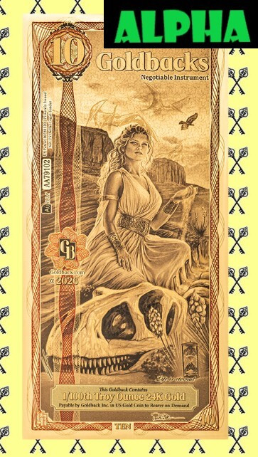 2026 Utah 10 Goldback Alpha with Alpha label