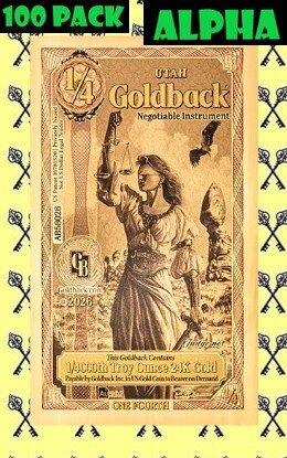 2026 Utah 1/4 Goldback Alpha with Alpha and 100 Pack labels