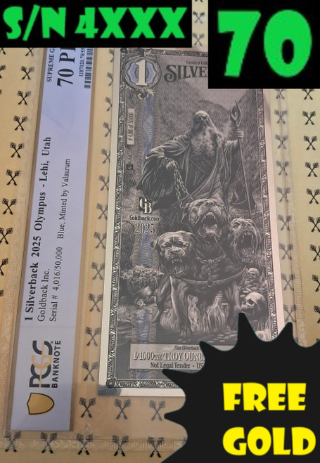 2025 Hades Silverback PCGS 70 with 70, s/n 4xxx & free shipping labels