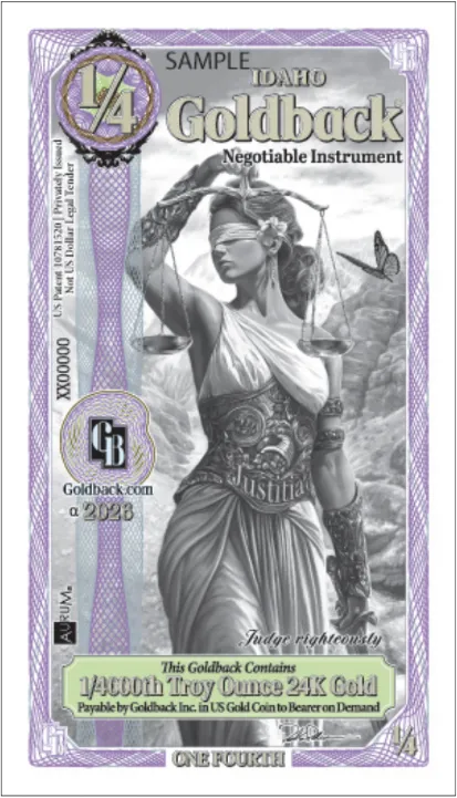 Idaho Quarter (1/4) Goldback Sample