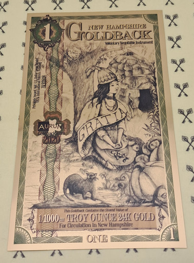 2020 New Hampshire 1 Goldback RAREST OF ALL THE 1s* - Gold is Back