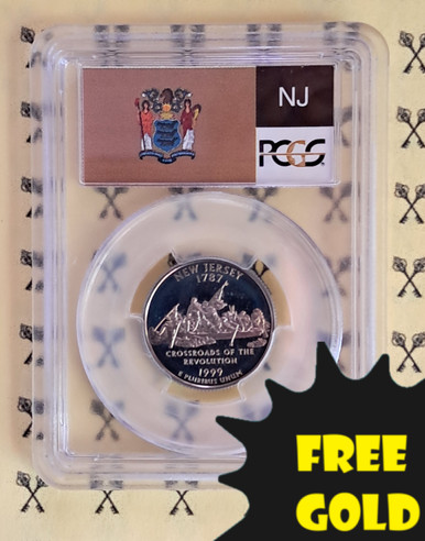 1999-S New Jersey State Quarter PCGS PR 69 DCam Flag w/FREE 1/4