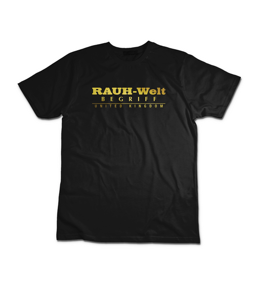 Rauh Welt Begriff RWB UK Mens T-Shirt Black with Golden Logo