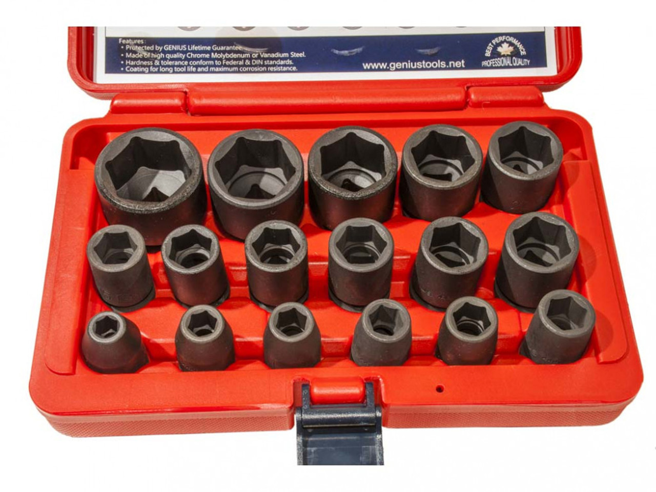 Genius 1/2” Dr. 17 Piece Metric Impact Socket Set CM-417MB - Apex