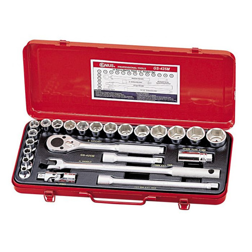 Genius 24Pc 1/2In Dr. Metric Hand Socket Set Gs-425M