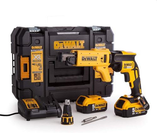 Dewalt 18v Collated Dry Wall Screw Driver 2x5amp Battery & Charger DCF620P2K-GB