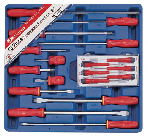 Genius - 18Pc Slotted & Philips Screwdriver Set - Tl-518