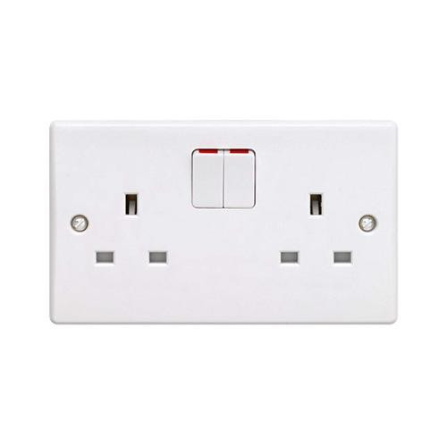 Admore-13A 2Gang Switch Socket White (F)-Vz0006-F