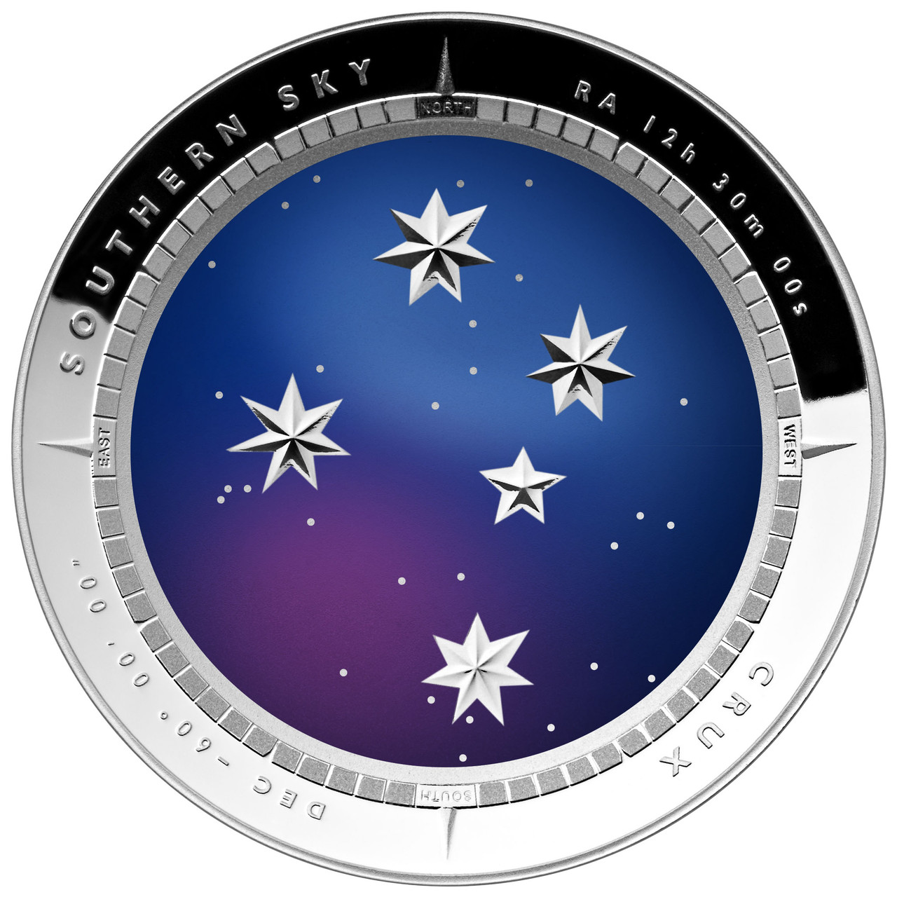 2012 $5 Southern Sky Crux 1oz Silver Coloured Domed Proof Coin